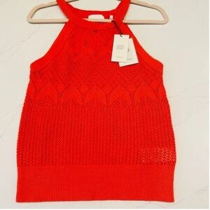 NWT 7 For All Mankind Crochet Vibrant Orange Tank Top